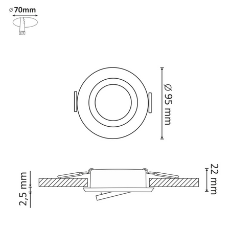 Oprawa Sufitowa Ruchoma Okrągła Podtynkowa WEST OPAL Srebrna GOLDLUX (Polux)