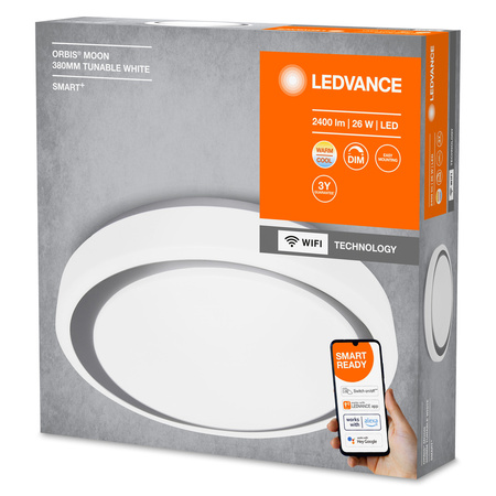 Plafon LED lampa sufitowa szara ORBIS Moon 24W 2500lm ciepła-zimna 38cm SMART+ WiFi LEDVANCE