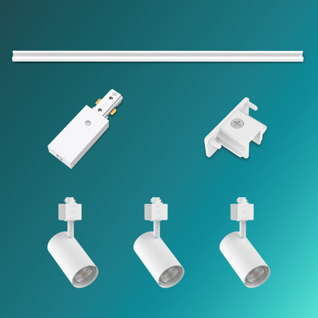 Zestaw Szynowy Lampa Sufitowa Szynoprzewód 1m + 3x Reflektor Szynowy LED GU10 Jednofazowy Biały EasyLink Zilo Philips