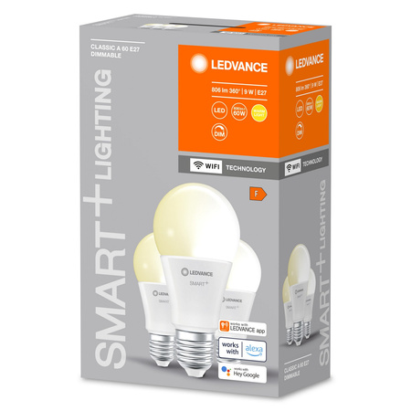 3PAK Żarówka LED E27 A60 9W 806lm 2700K Ciepła SMART+ WiFi Ściemnialna Classic LEDVANCE