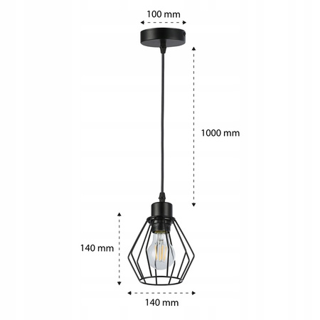 Lampa Sufitowa Oprawa Wisząca Zwis E27 Czarna Otto Masterled