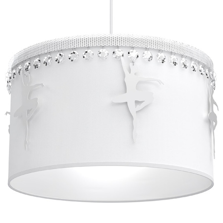 Lampa wisząca BALETNICA 1xE27 Dziewczęca Baletnica Biała MLP4969 Milagro Metal + Tkanina + Kryształki