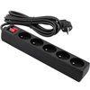 Przedłużacz Sieciowy Wtyk - 5x Gniazdo z Uziemieniem i Wyłącznikiem Listwa Zasilająca 5m 3x1,5mm 16A Czarny