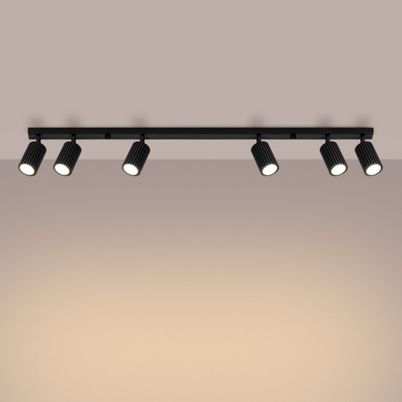 Lampa Sufitowa Reflektor Tuba Spot 6x GU10 Czarna Karbon Deep Space SL.1585 Sollux