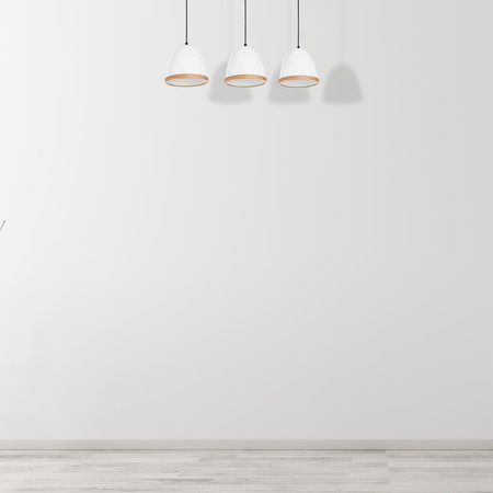 Lampa wisząca STUDIO 3xE27 Klasyczne Klosze Drewniane Wykończenie Biała MLP8850 Milagro Metal + Drewno