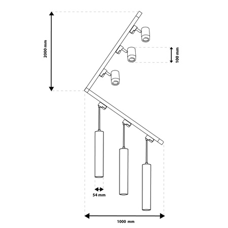 Zestaw Szyna Oświetleniowa Szynoprzewód 3m + 6x Reflektor Szynowy GU10 + Łącznik Kątowy Czarny LUMILED