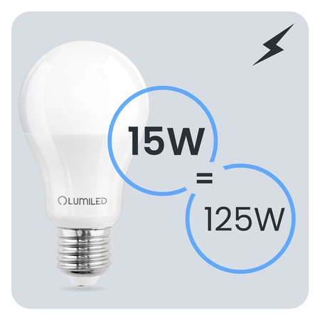 Żarówka LED E27 A65 15W = 125W 2025lm 3000K Ciepła 260° LUMILED