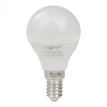 Żarówka LED Kulka P45 E14 3W 270lm 6500K Zimna Ecolight