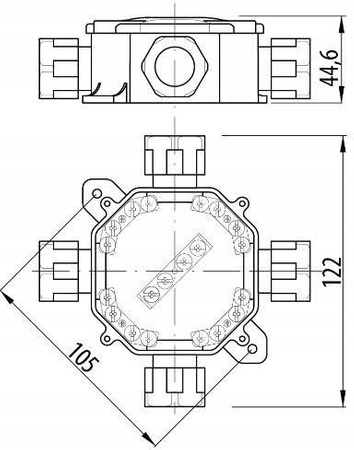 Puszka Instalacyjna Natynkowa Hermetyczna PG16 75x75x33mm Rozgałęźna z Dławikami Czarna PAWBOL