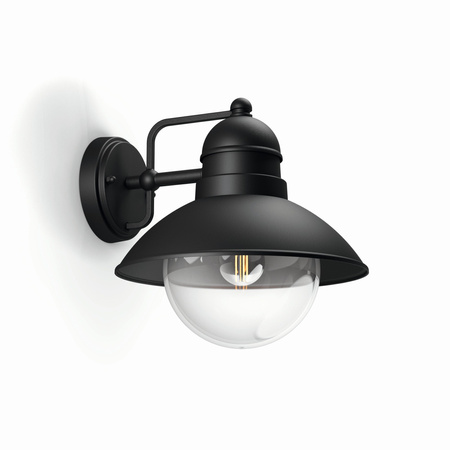Kinkiet Ogrodowy Lampa Elewacyjna Zewnętrzna LATARNIA E27 IP44 Czarna Hoverfly Philips