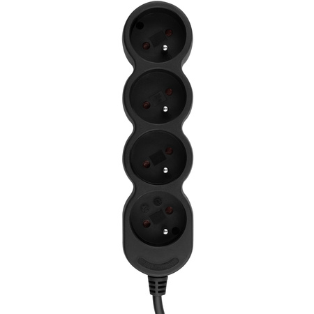 Przedłużacz Sieciowy Kabel z Uziemieniem Listwa Zasilająca 4 Gniazda 3m Czarny Sznur Lendo Lumiled