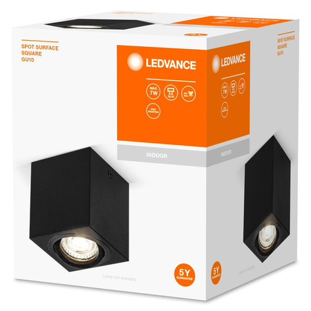 Lampa Sufitowa Reflektor Oprawa Spot Kwadratowa GU10 Czarny Spot Surface Ledvance