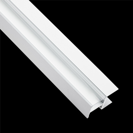 Profil Meblowy Aluminiowy Anodowany do taśm LED KM48 Srebrny Regałowy Nawierzchniowy 1m + Przesłona przeźroczysta + Zaślepki