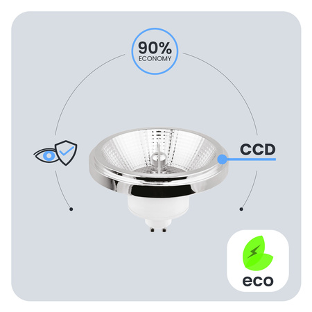 Żarówka LED GU10 Reflektor ES111 15W = 100W 1521lm 4000K Neutralna 24° Srebrna LUMILED