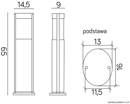 Lampa Ogrodowa Zewnętrzna Stojąca SŁUPEK ELIS TO 3902-H 650 AL E27 65cm Su-Ma