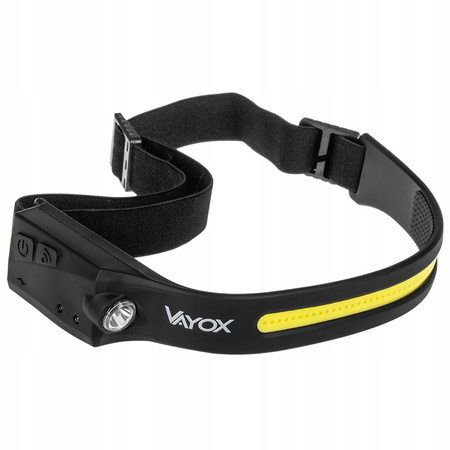 Latarka Czołowa LED Akumulatorowa COB+XPE 350lm IPX4 z Czujnikiem Ruchu 5 Trybów VAYOX