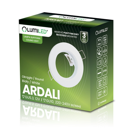 Oprawa Halogenowa Podtynkowa Okrągła Biała GU10 MR16 ARDALI LUMILED