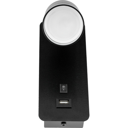 Lampa ścienna Kinkiet GU10 RING z USB i włącznikiem czarny