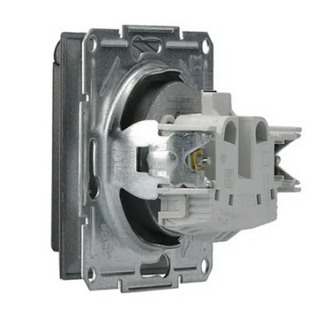 Gniazdo Pojedyncze 2P+PE Jednokrotne z Klapką Podtynkowe Asfora IP44 Antracyt