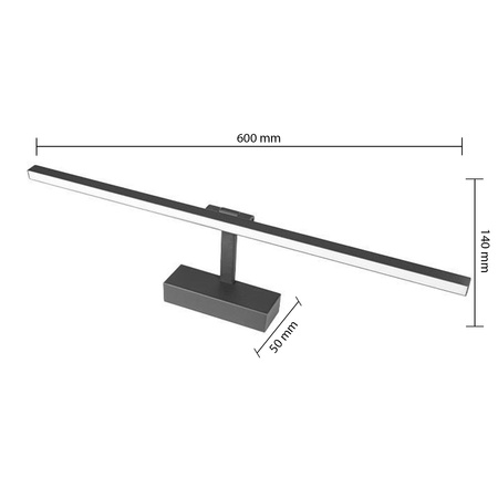 Kinkiet LED Lampa Ścienna Nad Lustro 14W 700lm 4000K 116° Czarny 60cm Lappa Masterled