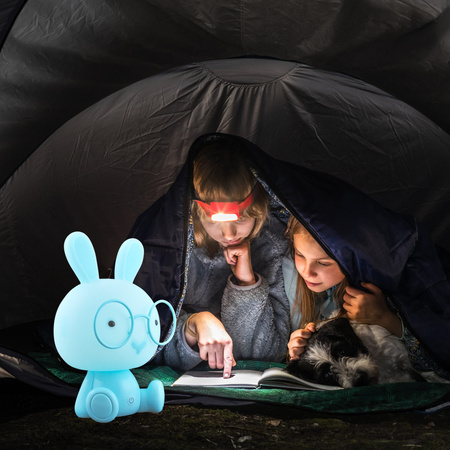 Lampka Nocna Dekoracyjna KRÓLIK LED 2,5W Ciepła Niebieska Lampka dla Dzieci GOLDLUX (Polux) + Przewód USB-C