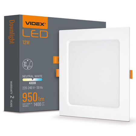 Panel LED Oprawa Podtynkowa Wpuszczana 12W 1400lm 4000K Neutralna Biała Videx