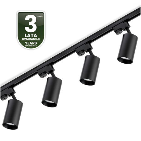 Zestaw Szyna Oświetleniowa Szynoprzewód 1m + 4x Reflektor Szynowy SAGI GU10 Czarny LUMILED