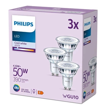 Zestaw 3x Żarówka LED Halogen GU10 PAR16 4.6W = 50W 390lm 4000K Neutralna 36° PHILIPS 