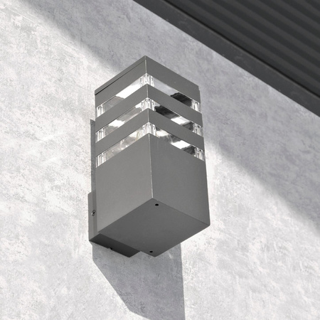 Kinkiet ogrodowy prosty lampa elewacyjna LED E27 TEKSAS grafit GOLDLUX (Polux)