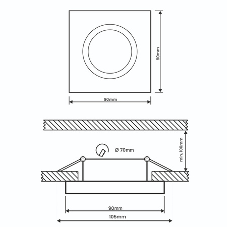 Oprawa Halogenowa Podtynkowa Ruchoma Kwadratowa Biała GU10 MR16 VENTUS Lumiled
