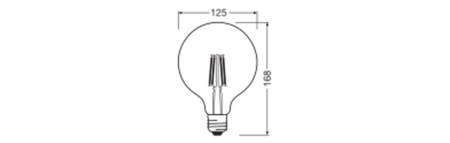 Żarówka LED G125 E27 3.4W = 40W 470lm 2700K Ciepła 300° Filament Performance Class Ledvance