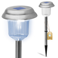Lampa Solarna Ogrodowa LED Wbijana Zewnętrzna 6000K Zimna Chrom 41cm