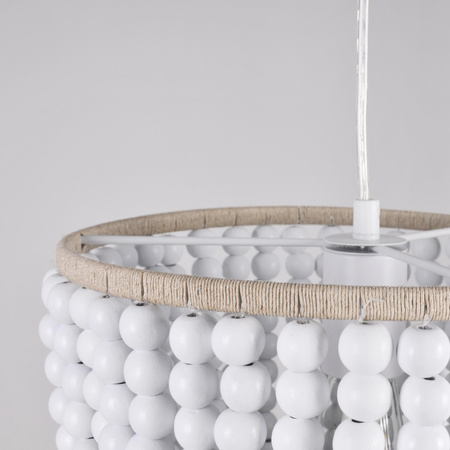 Lampa Wisząca Sufitowa RIBE 1x E27 Zwis Biała Drewno GOLDLUX (Polux)