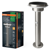 Lampa Solarna Ogrodowa Słupek Zewnętrzny Stojący LED z Czujnikiem Ruchu i Zmierzchu 6W 400lm 3000K Ciepła Ściemnialna Aluminium IP44 Endura Osram
