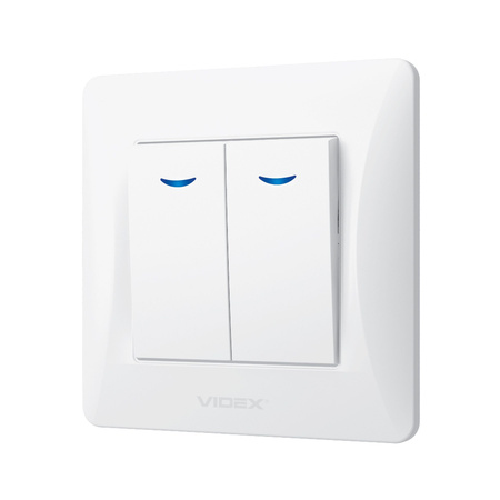 Przełącznik Włącznik Schodowy 2-biegunowy Podświetlany 10A Natynkowy Biały BINERA VIDEX