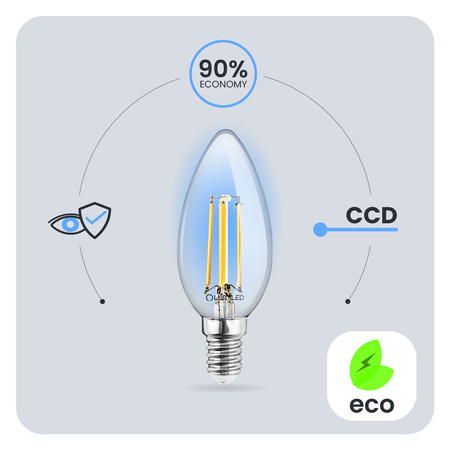 10x Żarówka LED E14 Świeczka B35 2W = 25W 249lm 4000K Neutralna 360° FILAMENT LUMILED