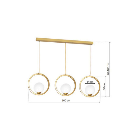 Lampa wisząca VIENNA 3xE14 Mosiądz Obręcz Geometryczne Elegancka MLP5574 Milagro Metal + Szkło