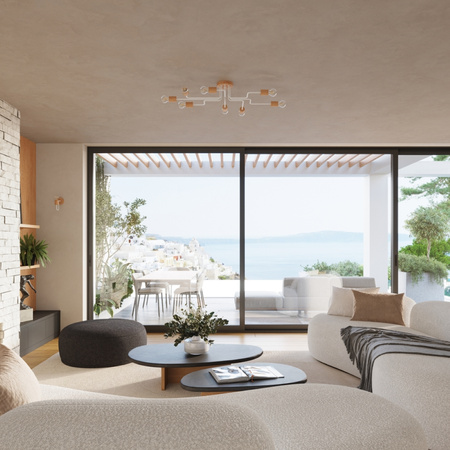 Lampa Sufitowa Żyrandol 8x E27 Naturalne Drewno Biała Timbo Peach Puff SL.1667 Sollux