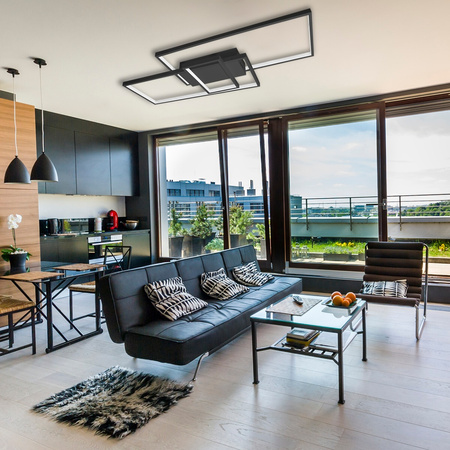 Lampa Sufitowa Żyrandol LED 90W CCT GALAXIS VELA Czarny + Pilot Sterujący