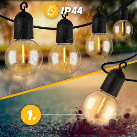 Girlanda Solarna Ogrodowa 20x LED Ozdobne Kuleczki 11.58m 3000K Ciepła LOVO LUMILED