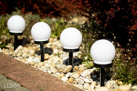 Kulka Solarna Lampa Ogrodowa LED Wbijana BIAŁA KULA 10cm 6500K Zimna