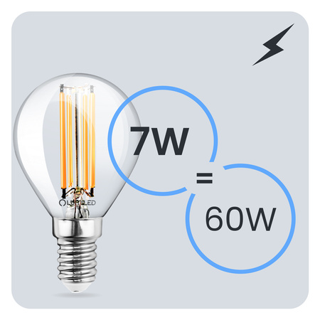 6x Żarówka LED E14 Kulka P45 7W = 60W 806lm 3000K Ciepła 360° FILAMENT LUMILED