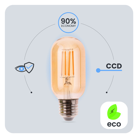 Żarówka LED E27 T45 4W = 40W 470LM 2000K Ciepła 360° Filament Amber LUMILED