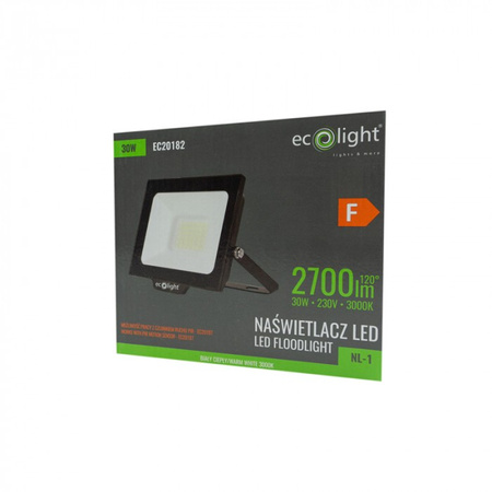 Naświetlacz LED Lampa Reflektor 30W 2700lm 3000K Ciepła IP65 NL-1 Ecolight