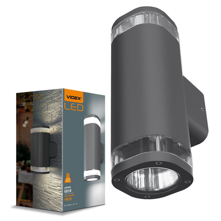Kinkiet Ogrodowy Lampa Elewacyjna Zewnętrzna IP54 2x GU10 Szara BRUNO Videx