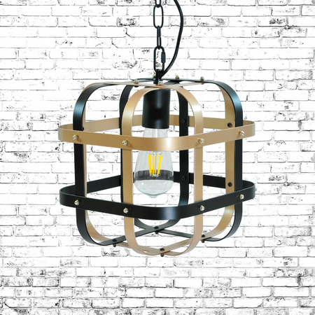 LAMPA Wisząca SUFITOWA KLATKA E27 Czarno-złota GOLDLUX (Polux)