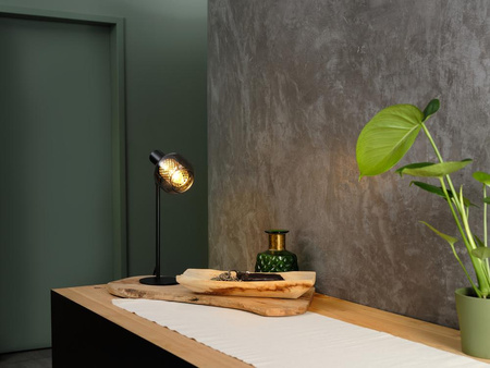 Lampa Stojąca Biurkowa Dekoracyjna Stołowa E14 Czarna Decor Firefly Osram