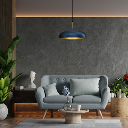 Lampa Wisząca Sufitowa LINCOLN Niebieska Złota 1xE27 45cm Milagro