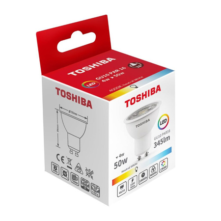 Żarówka LED Halogen GU10 4W = 50W 345lm 4000K Neutralna Reflektor Punktowy TOSHIBA