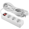 Przedłużacz Sieciowy Wtyk - 3x Gniazdo z Uziemieniem i Wyłącznikiem Listwa Zasilająca 5m 3x1,5mm 16A Biały